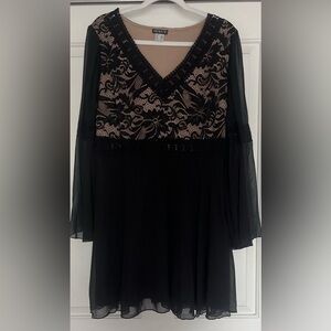 Venus Black Lace Dress with Sheer Sleeves. Size XL